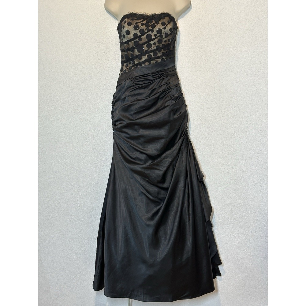 Flirt Maggie‎ Sottero Formal Dress Gown Size 4 Black Sweetheart Neck Ruched Prom